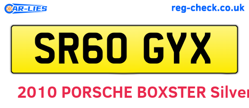 SR60GYX are the vehicle registration plates.