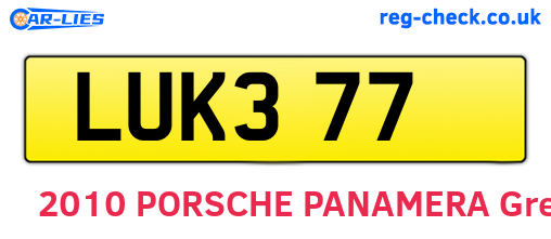 LUK377 are the vehicle registration plates.