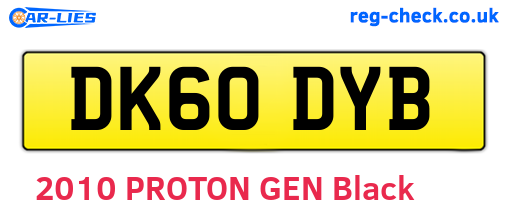 DK60DYB are the vehicle registration plates.