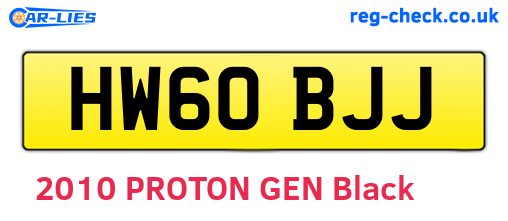 HW60BJJ are the vehicle registration plates.