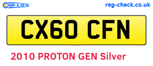 CX60CFN are the vehicle registration plates.