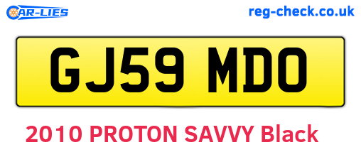 GJ59MDO are the vehicle registration plates.