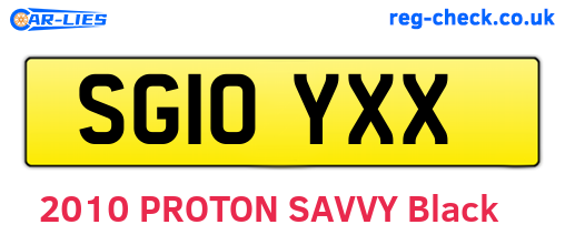 SG10YXX are the vehicle registration plates.