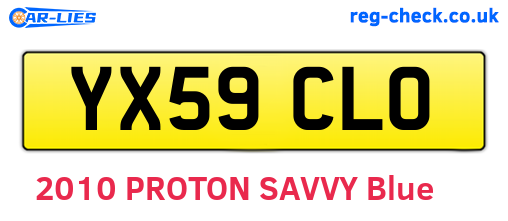 YX59CLO are the vehicle registration plates.