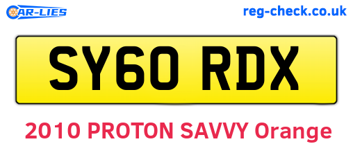 SY60RDX are the vehicle registration plates.