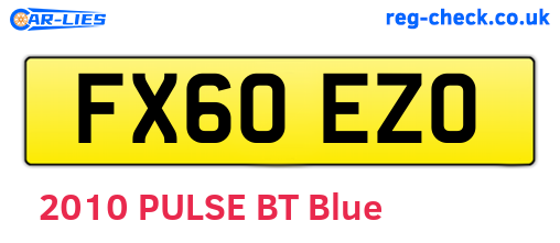 FX60EZO are the vehicle registration plates.