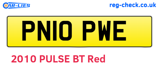 PN10PWE are the vehicle registration plates.
