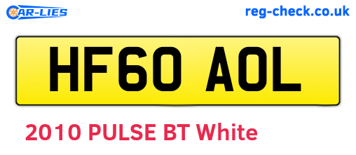 HF60AOL are the vehicle registration plates.