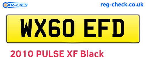 WX60EFD are the vehicle registration plates.