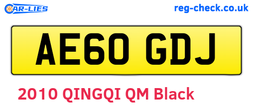 AE60GDJ are the vehicle registration plates.