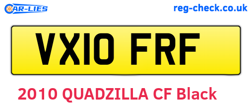 VX10FRF are the vehicle registration plates.