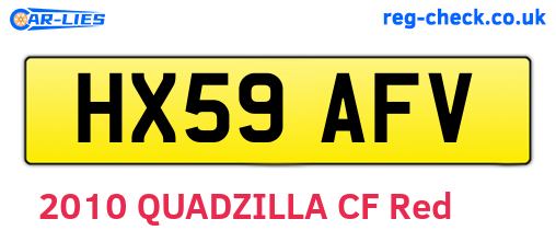 HX59AFV are the vehicle registration plates.