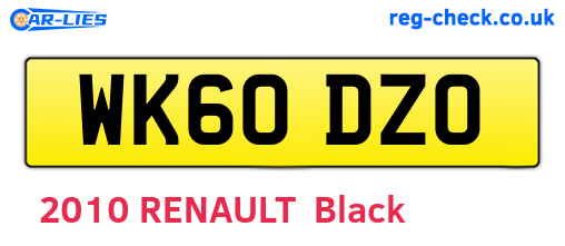 WK60DZO are the vehicle registration plates.