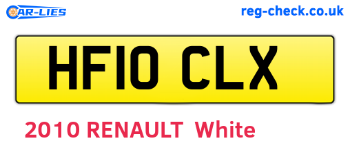 HF10CLX are the vehicle registration plates.
