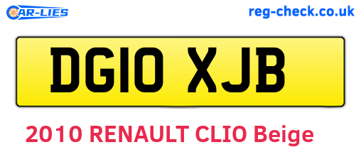 DG10XJB are the vehicle registration plates.