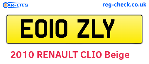 EO10ZLY are the vehicle registration plates.