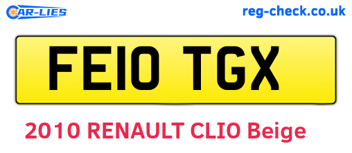 FE10TGX are the vehicle registration plates.