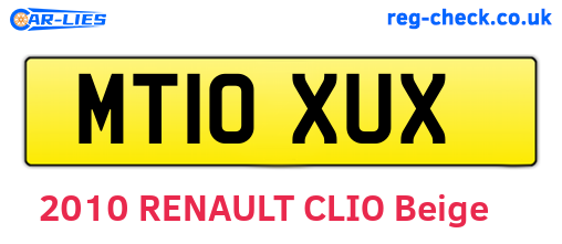 MT10XUX are the vehicle registration plates.