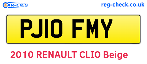 PJ10FMY are the vehicle registration plates.