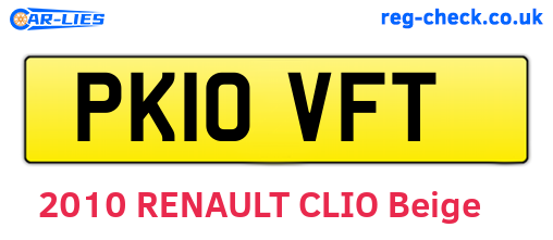 PK10VFT are the vehicle registration plates.