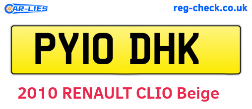 PY10DHK are the vehicle registration plates.