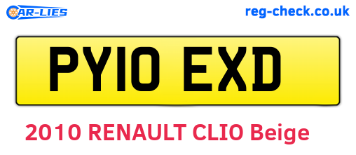 PY10EXD are the vehicle registration plates.