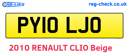 PY10LJO are the vehicle registration plates.