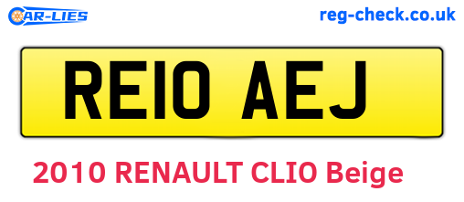 RE10AEJ are the vehicle registration plates.