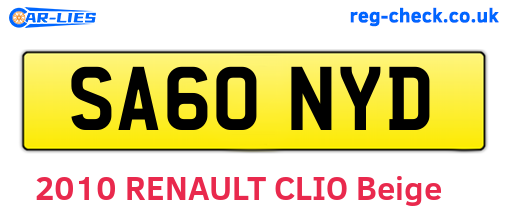 SA60NYD are the vehicle registration plates.