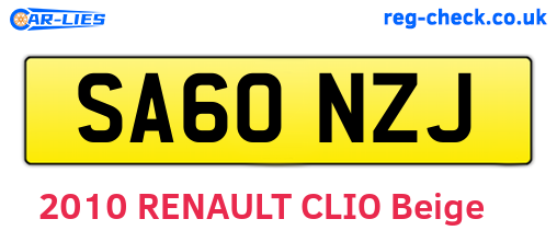 SA60NZJ are the vehicle registration plates.