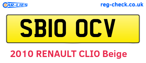 SB10OCV are the vehicle registration plates.
