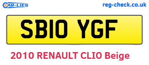 SB10YGF are the vehicle registration plates.