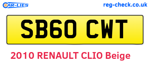 SB60CWT are the vehicle registration plates.