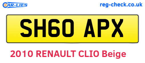 SH60APX are the vehicle registration plates.