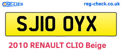SJ10OYX are the vehicle registration plates.