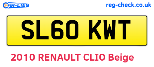 SL60KWT are the vehicle registration plates.