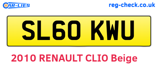 SL60KWU are the vehicle registration plates.