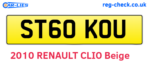 ST60KOU are the vehicle registration plates.