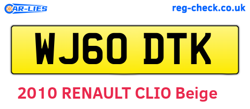 WJ60DTK are the vehicle registration plates.