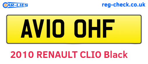 AV10OHF are the vehicle registration plates.