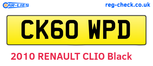 CK60WPD are the vehicle registration plates.