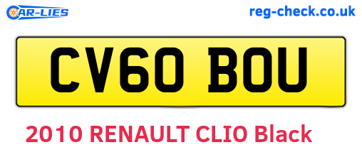 CV60BOU are the vehicle registration plates.