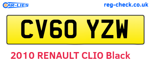 CV60YZW are the vehicle registration plates.