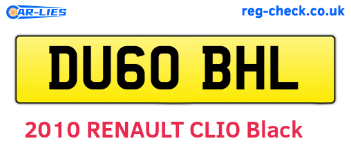 DU60BHL are the vehicle registration plates.