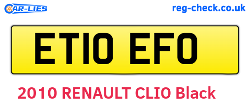 ET10EFO are the vehicle registration plates.