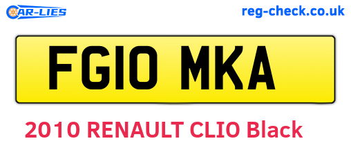 FG10MKA are the vehicle registration plates.