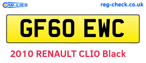 GF60EWC are the vehicle registration plates.