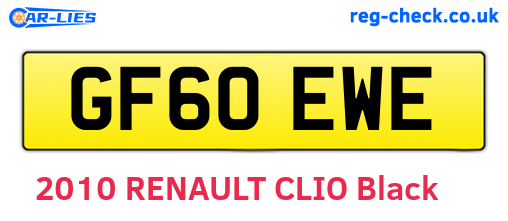 GF60EWE are the vehicle registration plates.