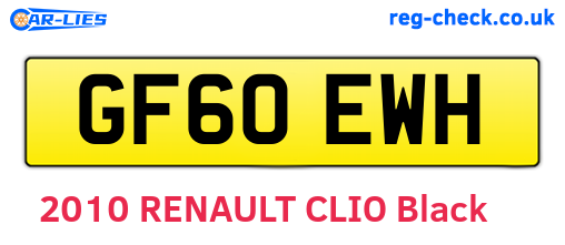 GF60EWH are the vehicle registration plates.