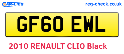 GF60EWL are the vehicle registration plates.